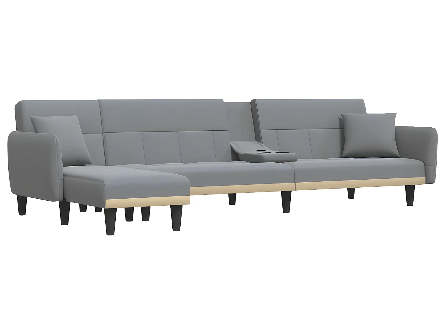 Sofá cama en forma de L tela gris claro 275x140x70 cm