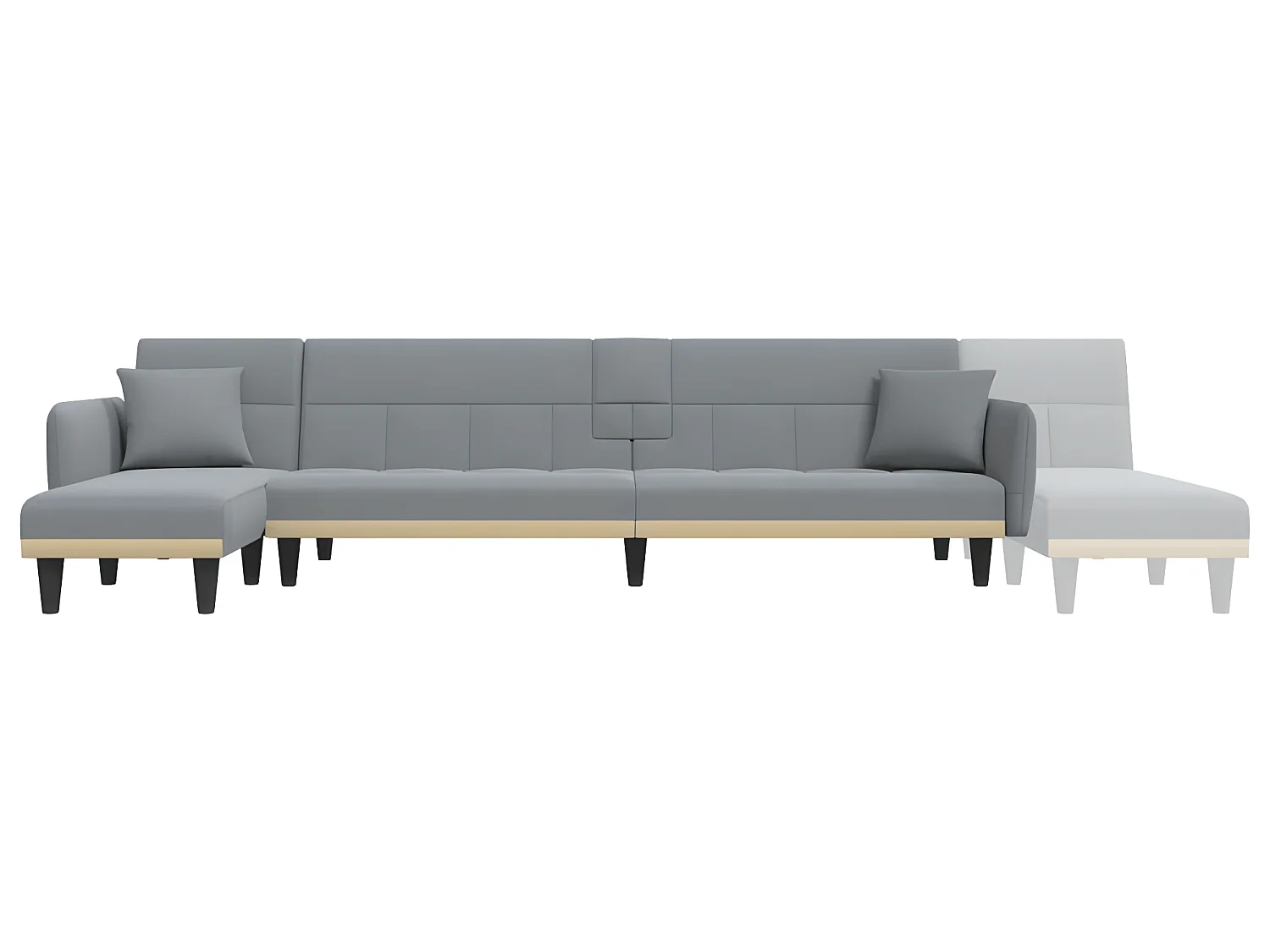 Sofá cama en forma de L tela gris claro 275x140x70 cm