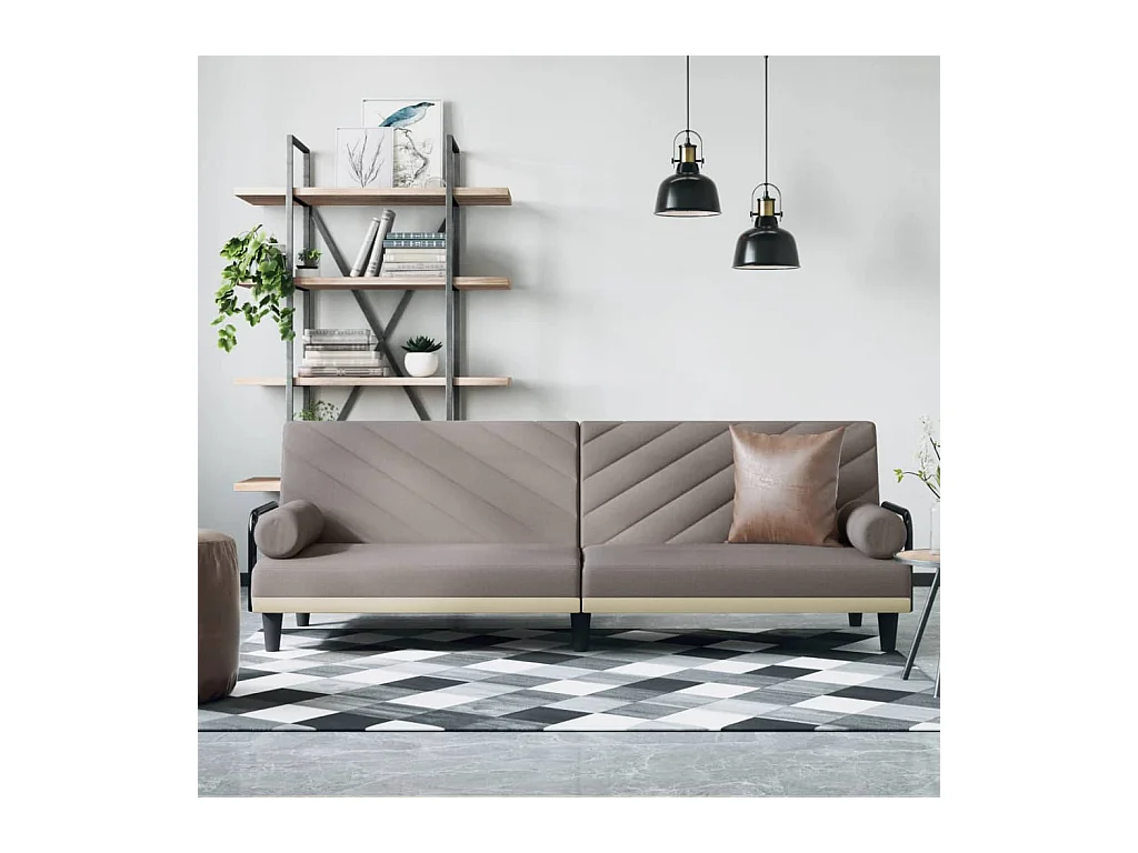 Slaapbank met armleuningen stof taupe