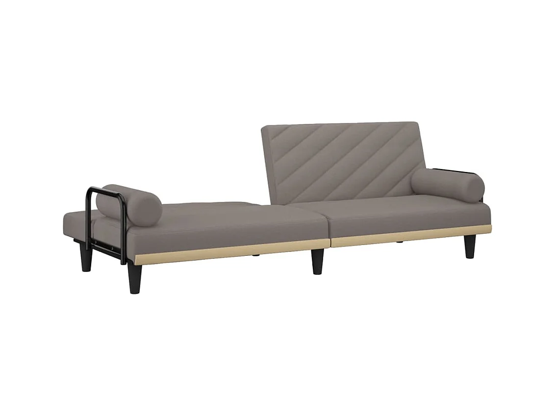 Slaapbank met armleuningen stof taupe