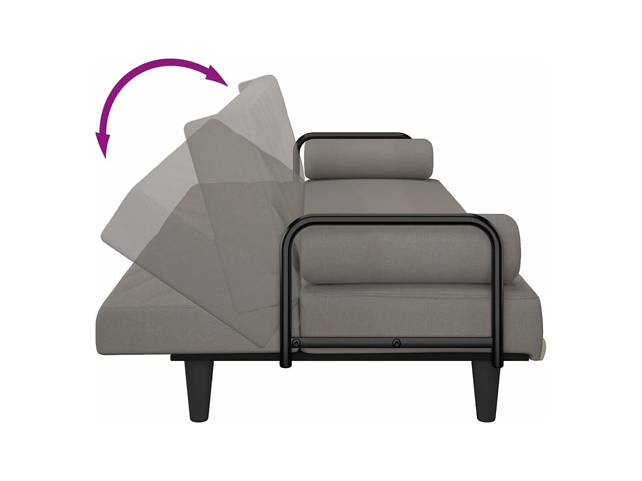 Slaapbank met armleuningen stof taupe