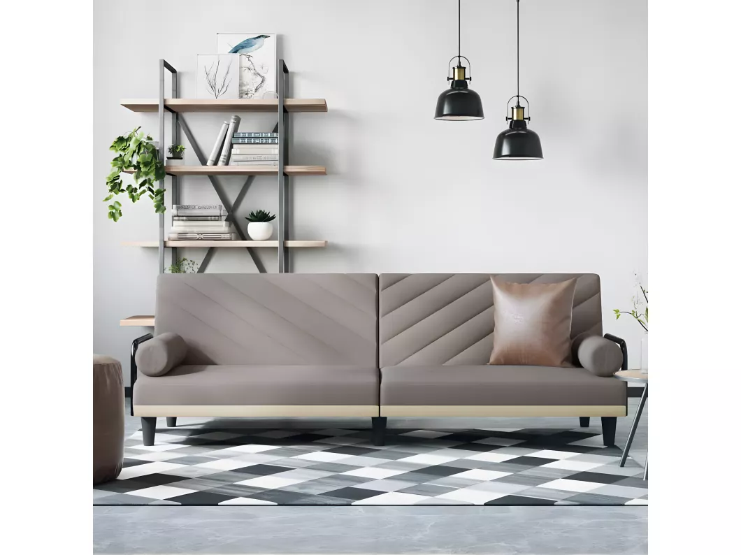 Kauf Unique Schlafsofa mit Armlehnen Taupe Stoff