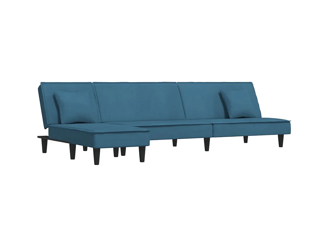 Slaapbank L-vormig 255x140x70 cm fluweel blauw