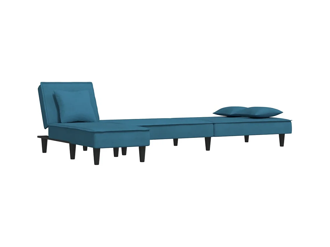 Slaapbank L-vormig 255x140x70 cm fluweel blauw