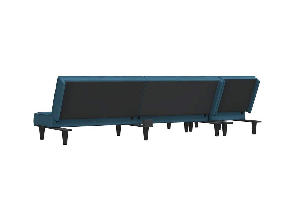 Slaapbank L-vormig 255x140x70 cm fluweel blauw