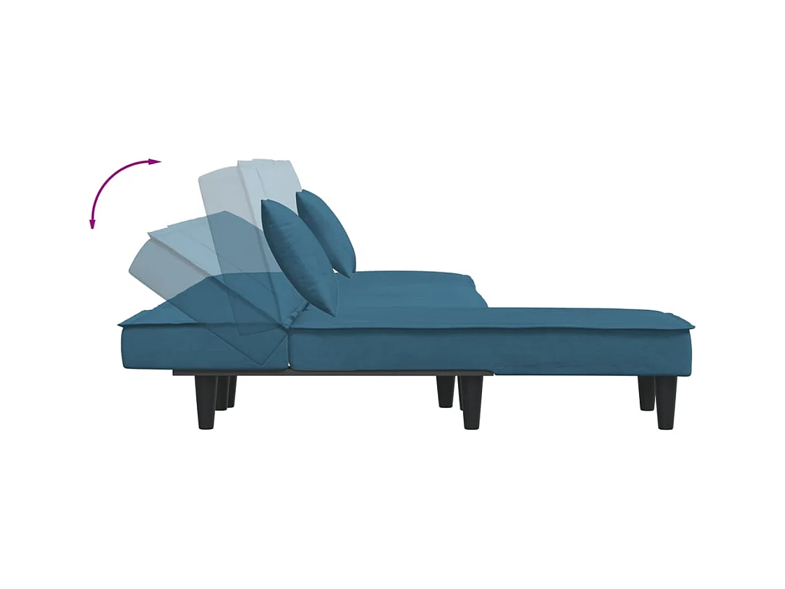 Slaapbank L-vormig 255x140x70 cm fluweel blauw