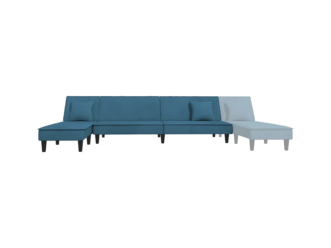 Slaapbank L-vormig 255x140x70 cm fluweel blauw