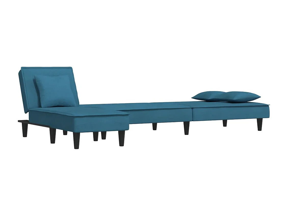 Schlafsofa in L-Form Blau 255x140x70 cm Samt