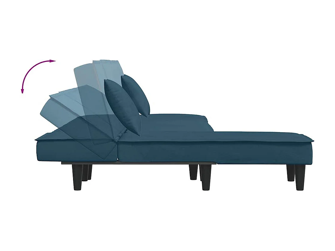 Schlafsofa in L-Form Blau 255x140x70 cm Samt