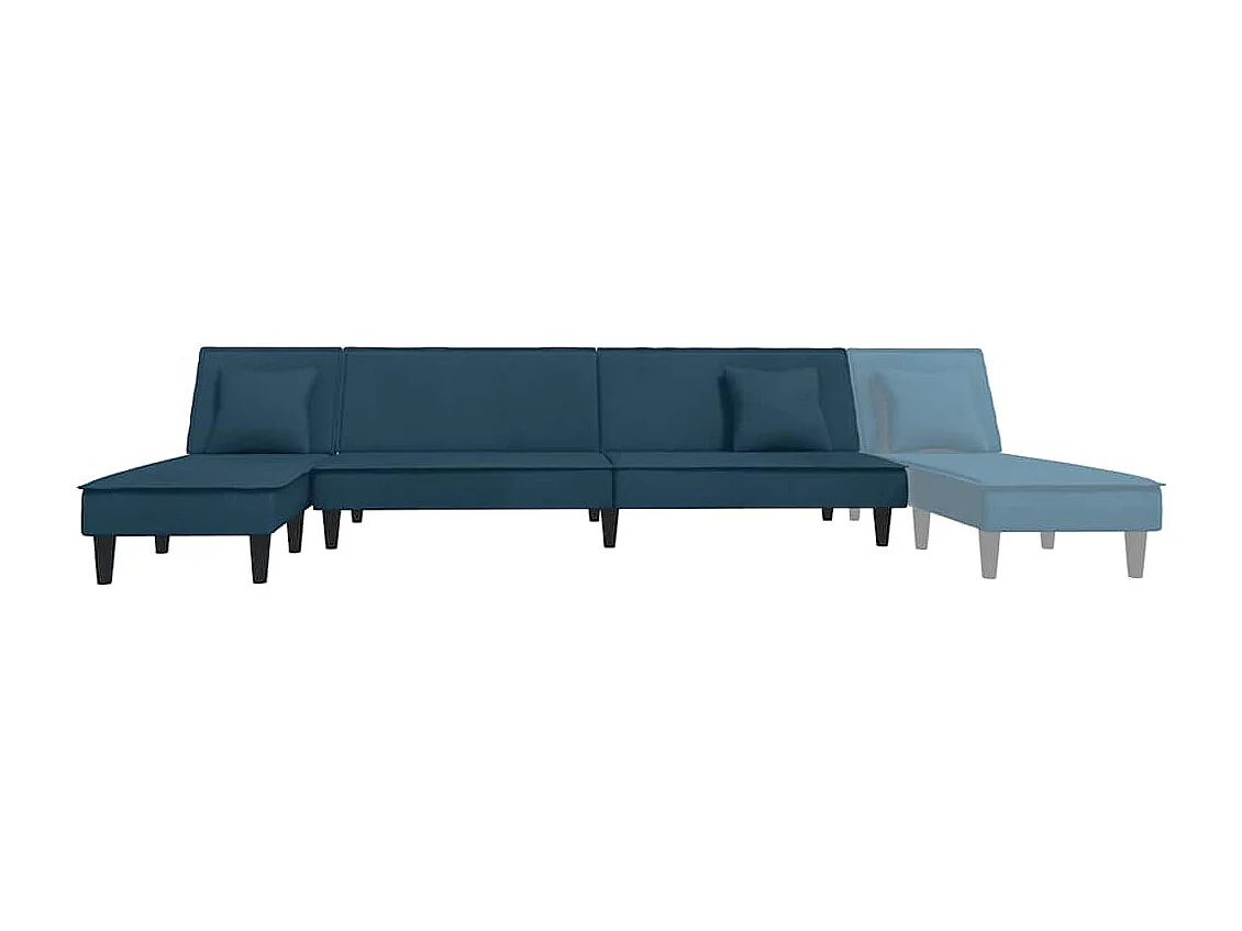 Schlafsofa in L-Form Blau 255x140x70 cm Samt