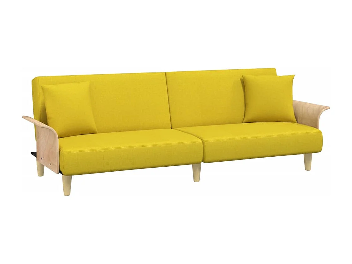 Schlafsofa mit Armlehnen Hellgelb Stoff
