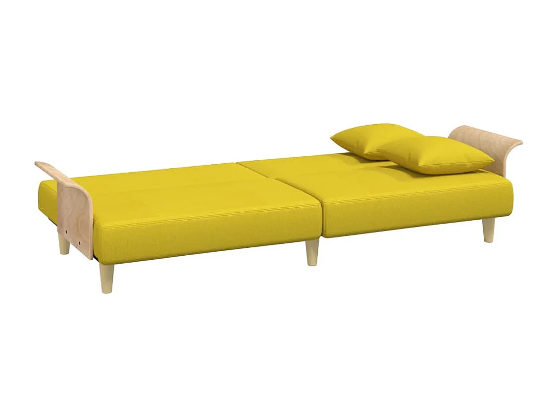 Schlafsofa mit Armlehnen Hellgelb Stoff