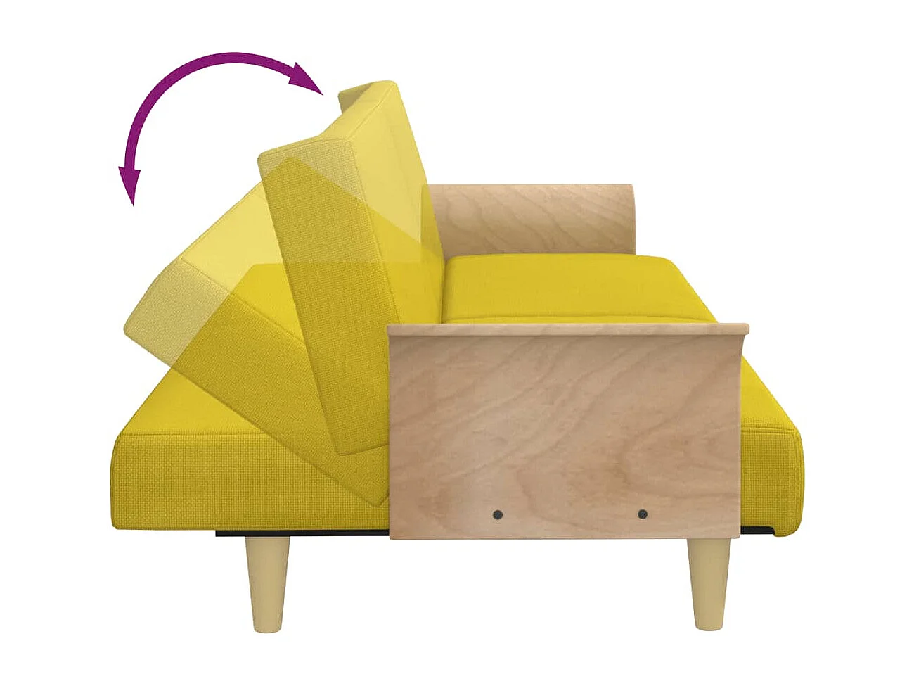 Schlafsofa mit Armlehnen Hellgelb Stoff