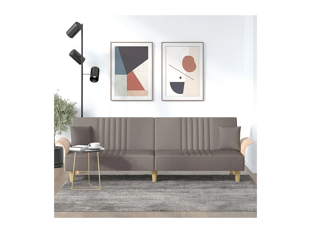 Slaapbank met armleuningen stof taupe