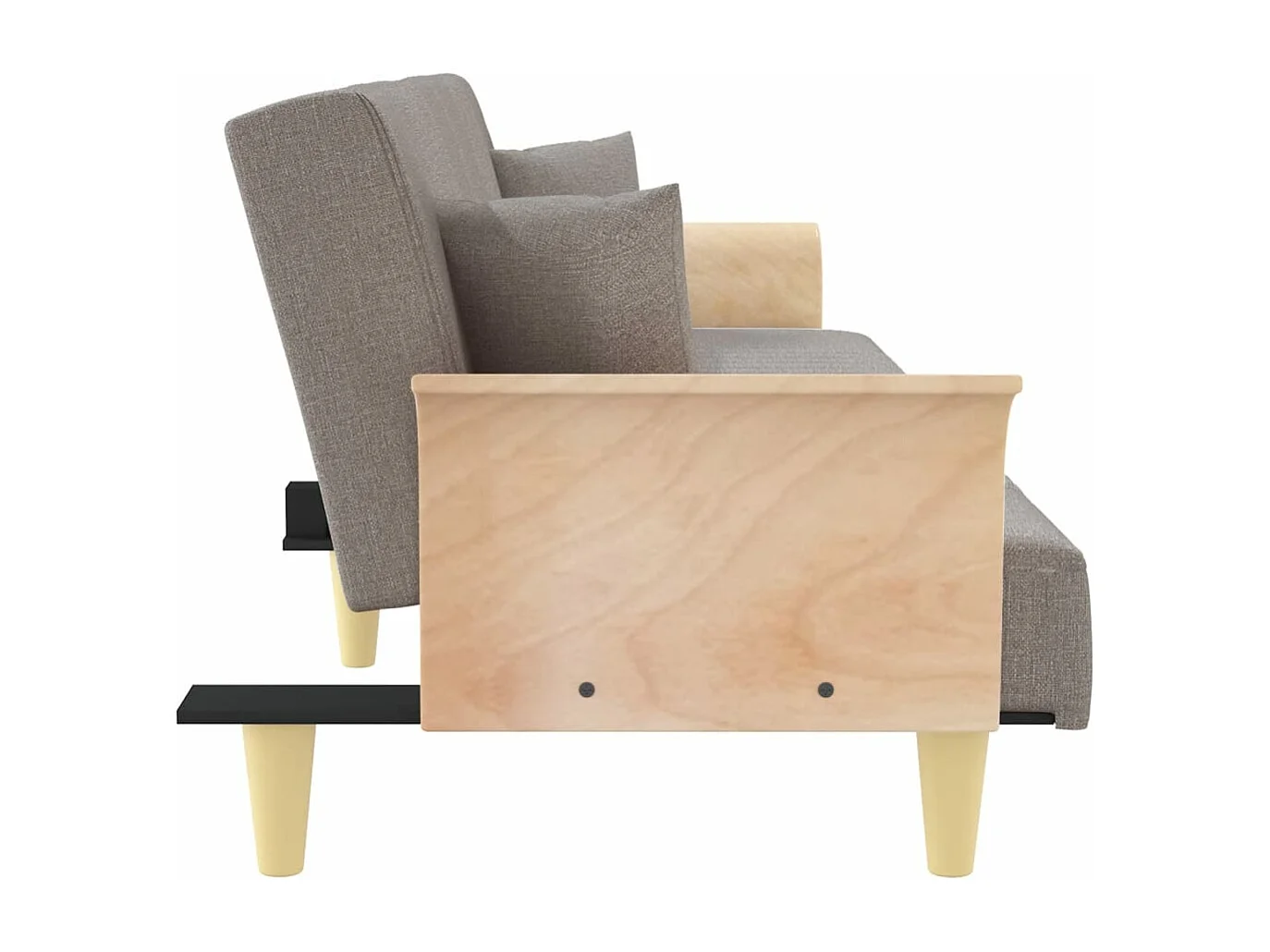 Sofá-cama com apoio de braços tecido cinzento-acastanhado