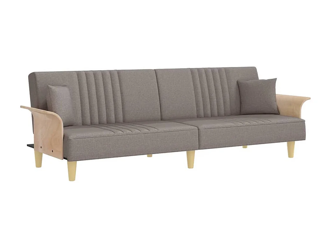 Sofá cama con reposabrazos tela gris taupe