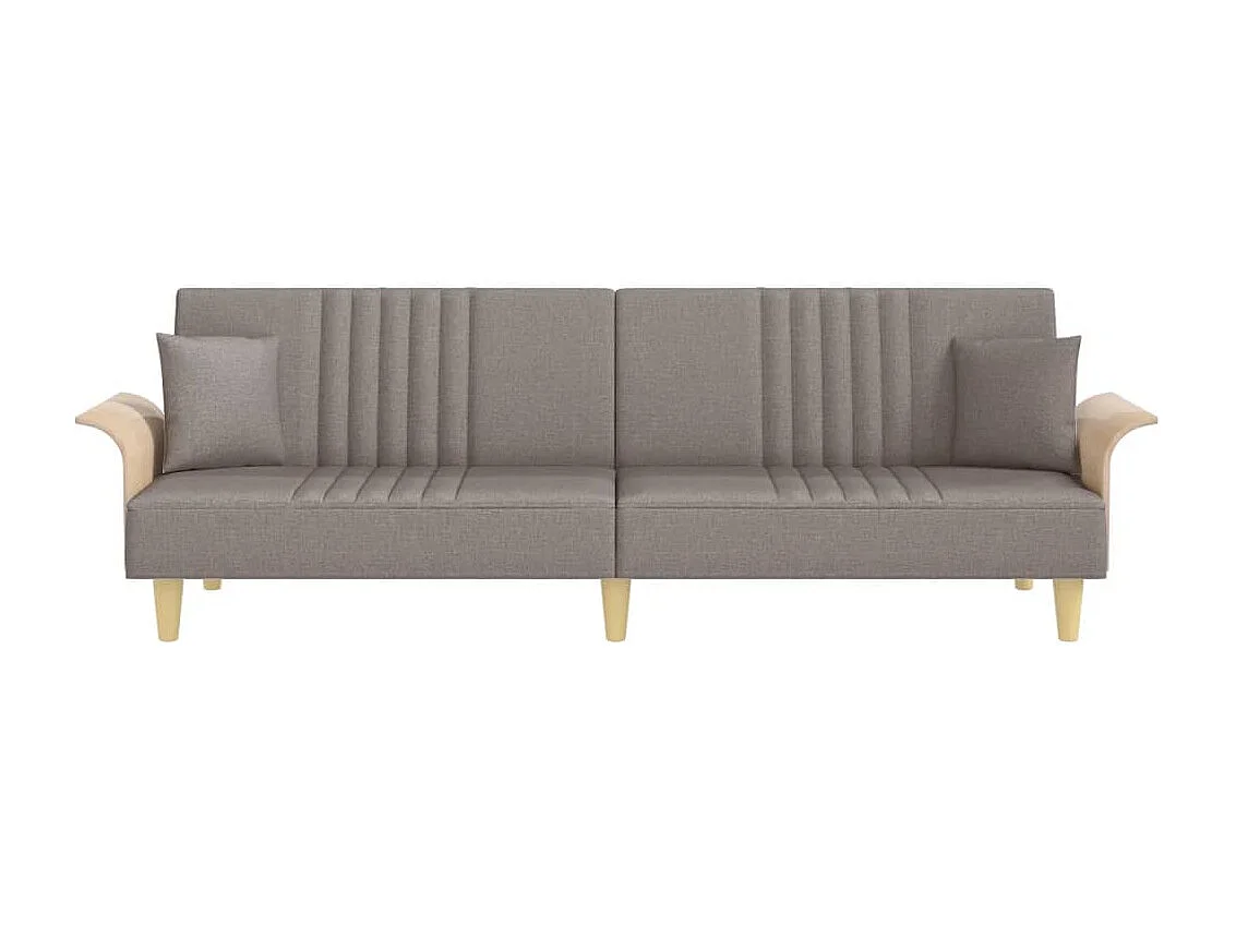 Sofá cama con reposabrazos tela gris taupe