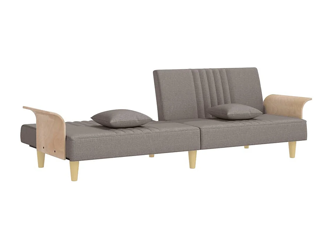 Sofá cama con reposabrazos tela gris taupe