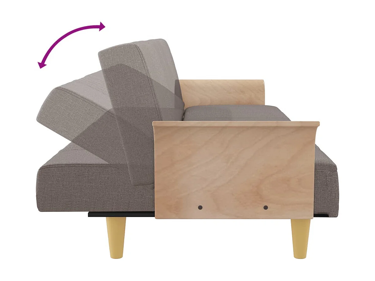 Sofá cama con reposabrazos tela gris taupe