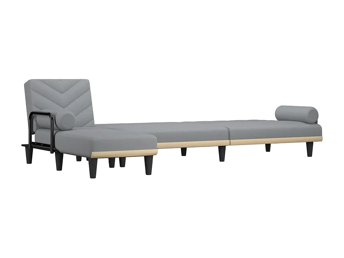 Canapé-lit en forme de L gris clair 260x140x70 cm tissu