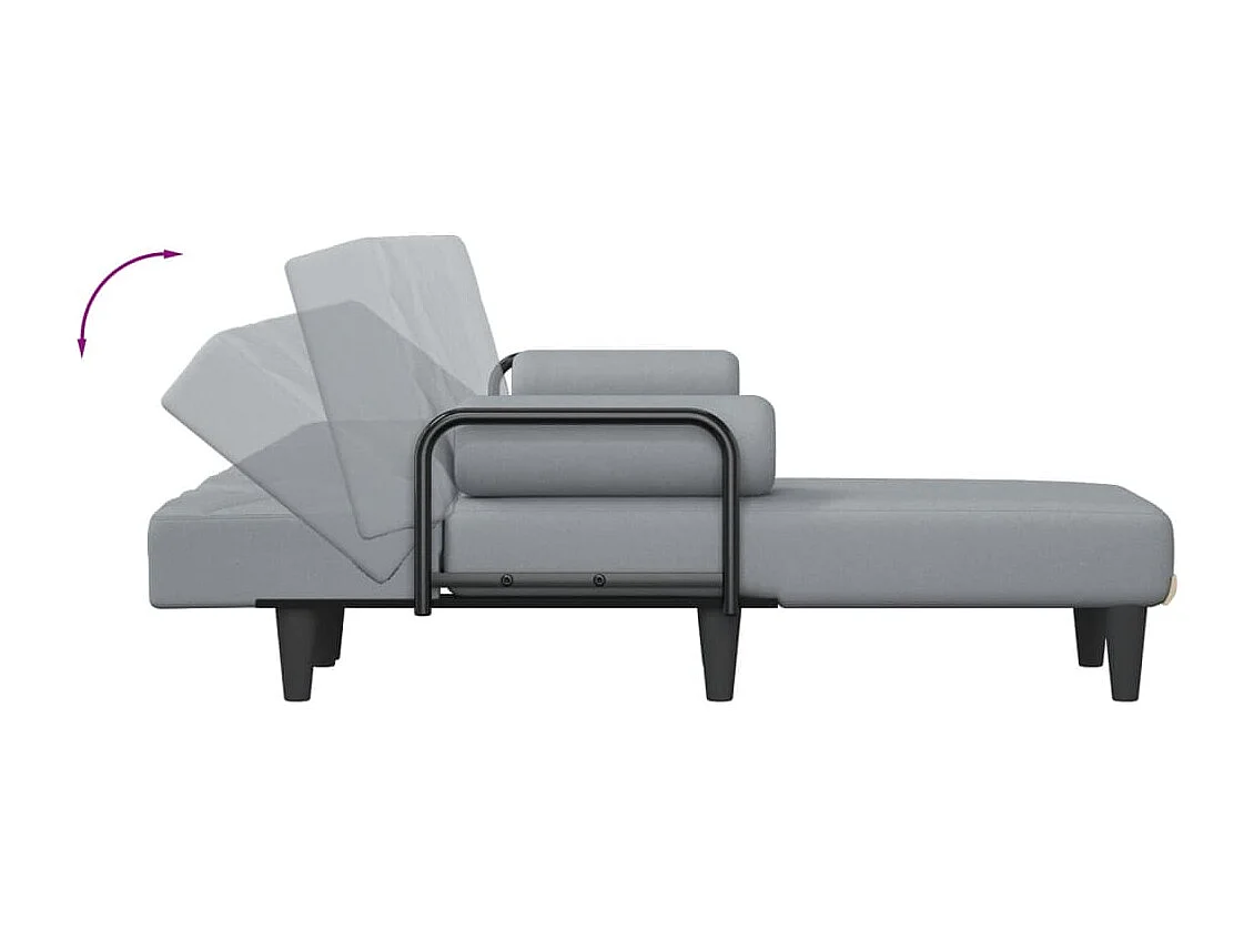 Canapé-lit en forme de L gris clair 260x140x70 cm tissu