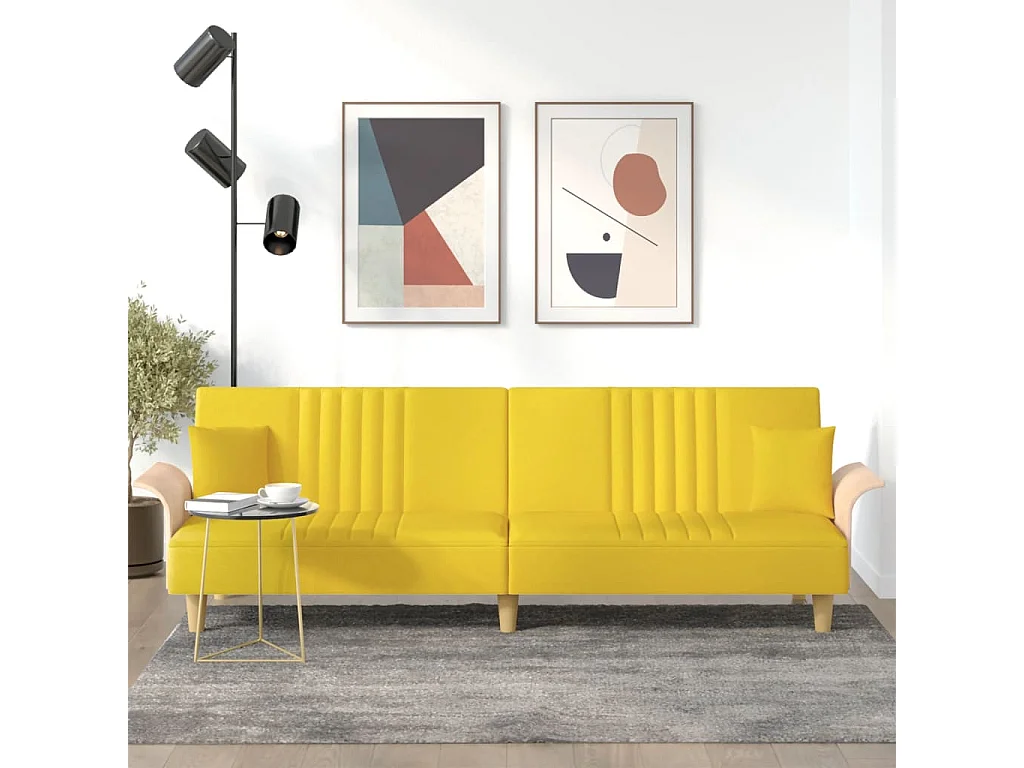 Slaapbank met armleuningen stof geel
