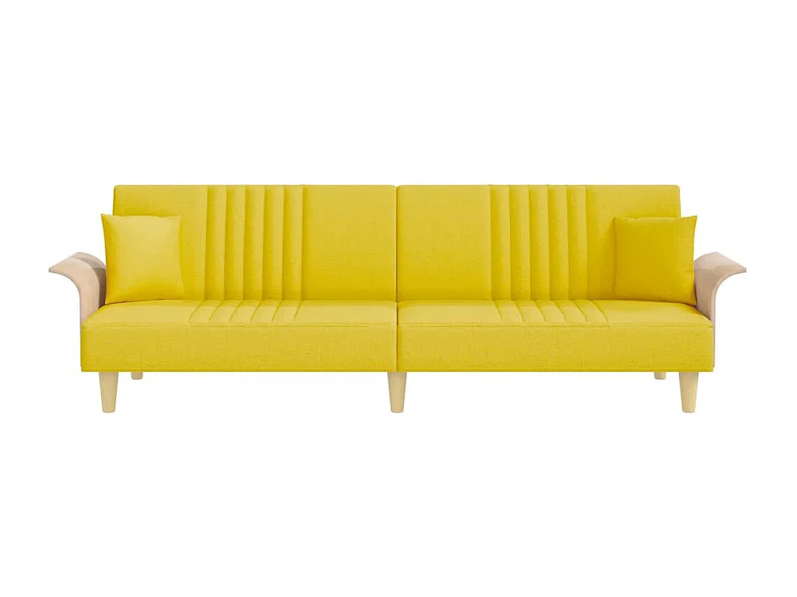 Slaapbank met armleuningen stof geel