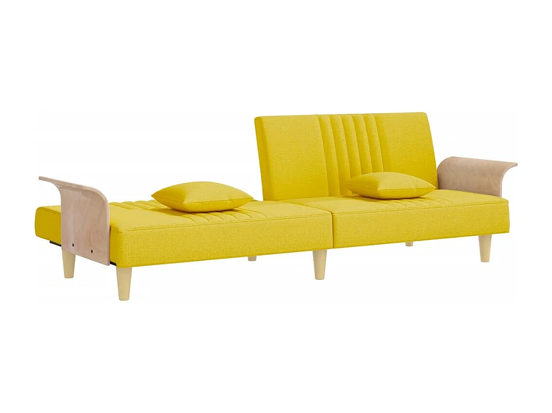 Slaapbank met armleuningen stof geel
