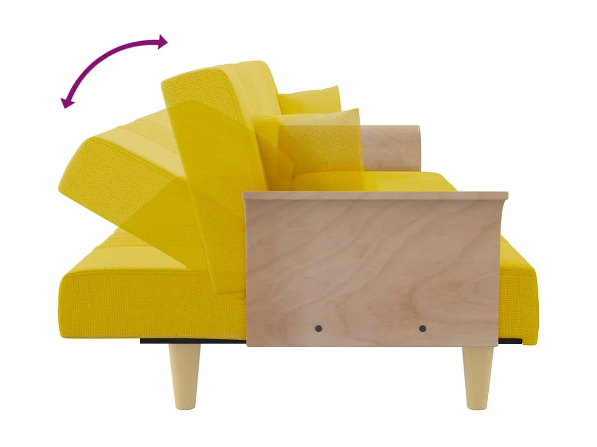Slaapbank met armleuningen stof geel