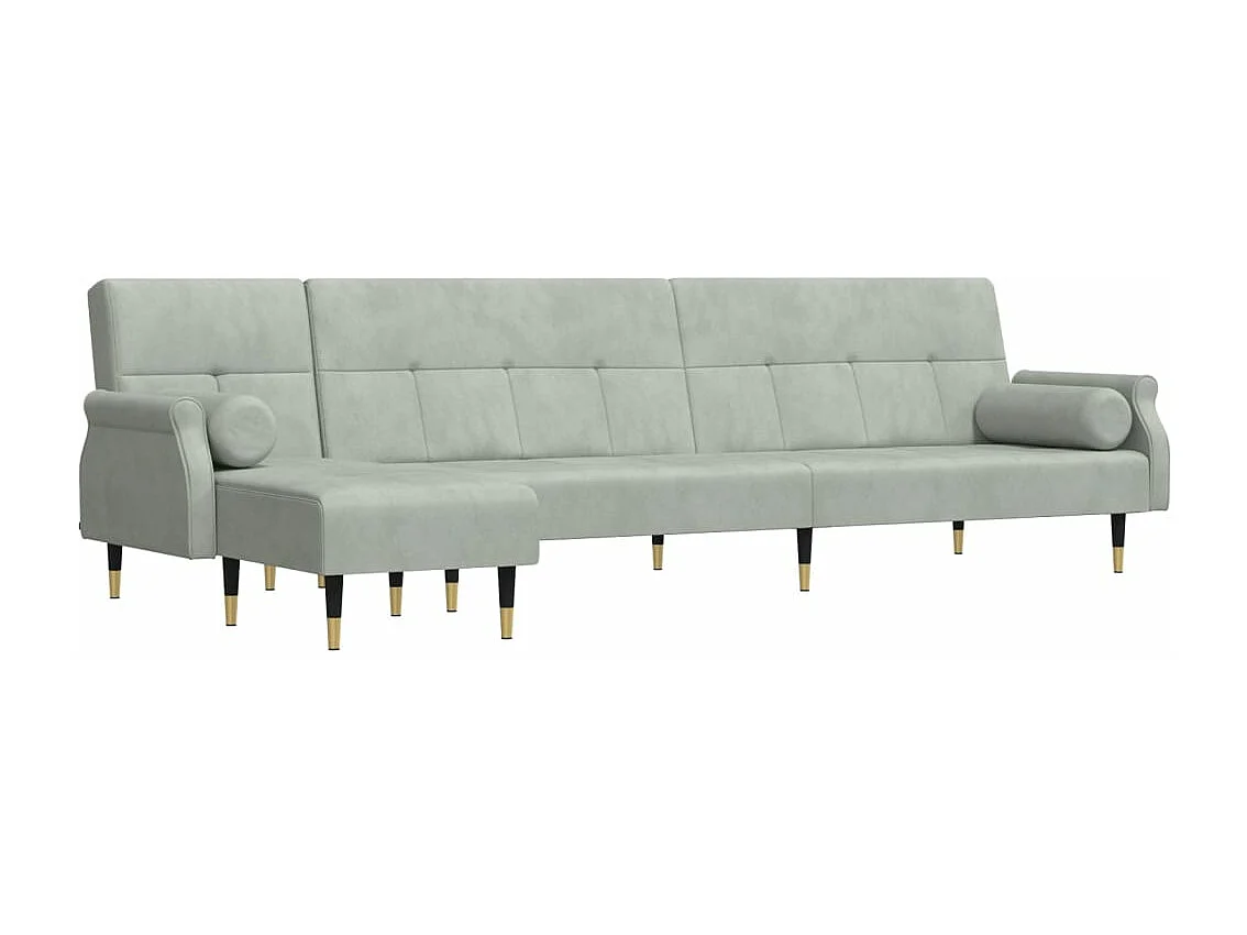Canapé-lit en forme de L gris clair 271x140x70 cm velours