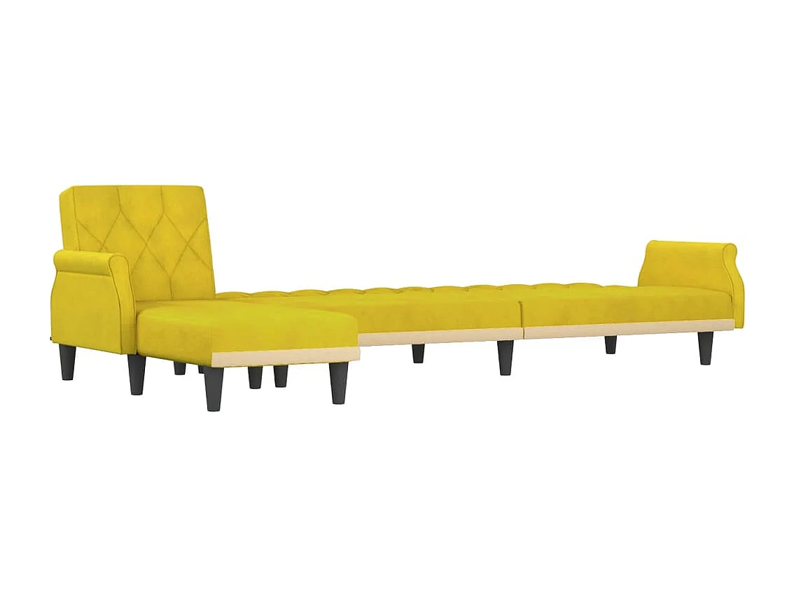 Divano Letto a L Giallo 271x140x70 cm in Velluto
