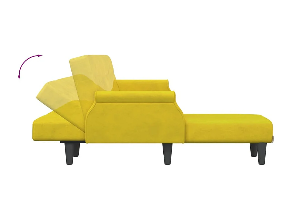 Divano Letto a L Giallo 271x140x70 cm in Velluto