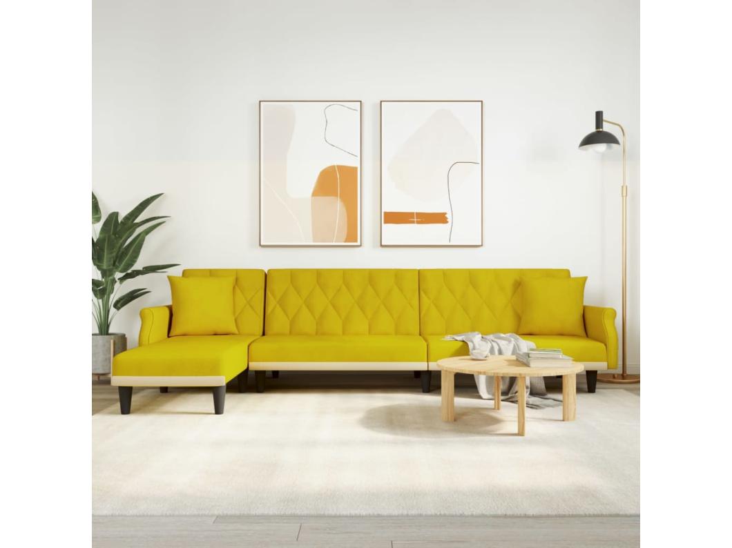 Schlafsofa in L-Form Gelb 271x140x70 cm Samt