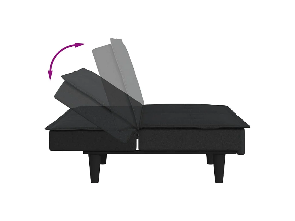 Canapé convertible clic-clac 2 places en tissu noir