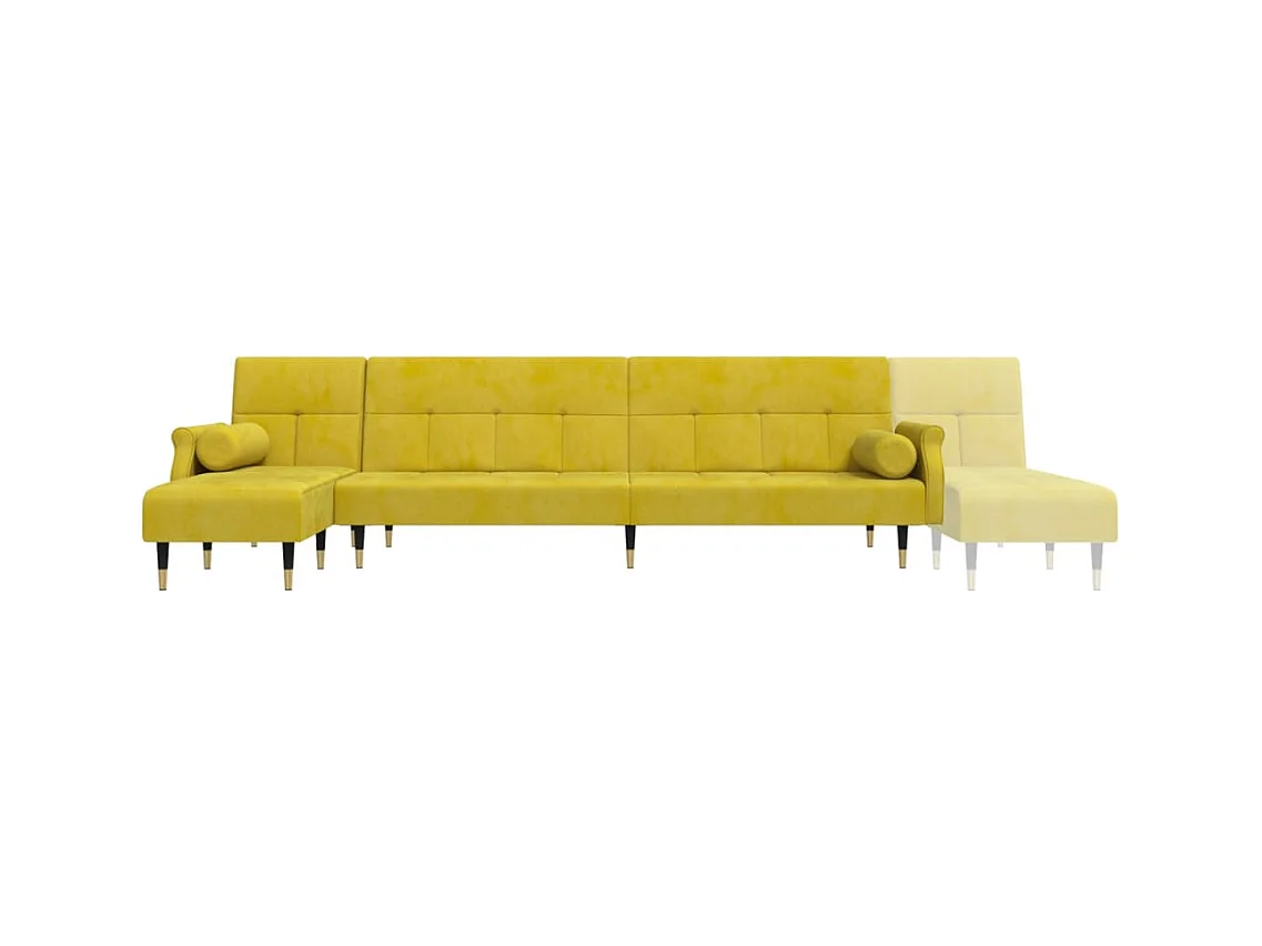 Slaapbank L-vormig 271x140x70 cm fluweel geel