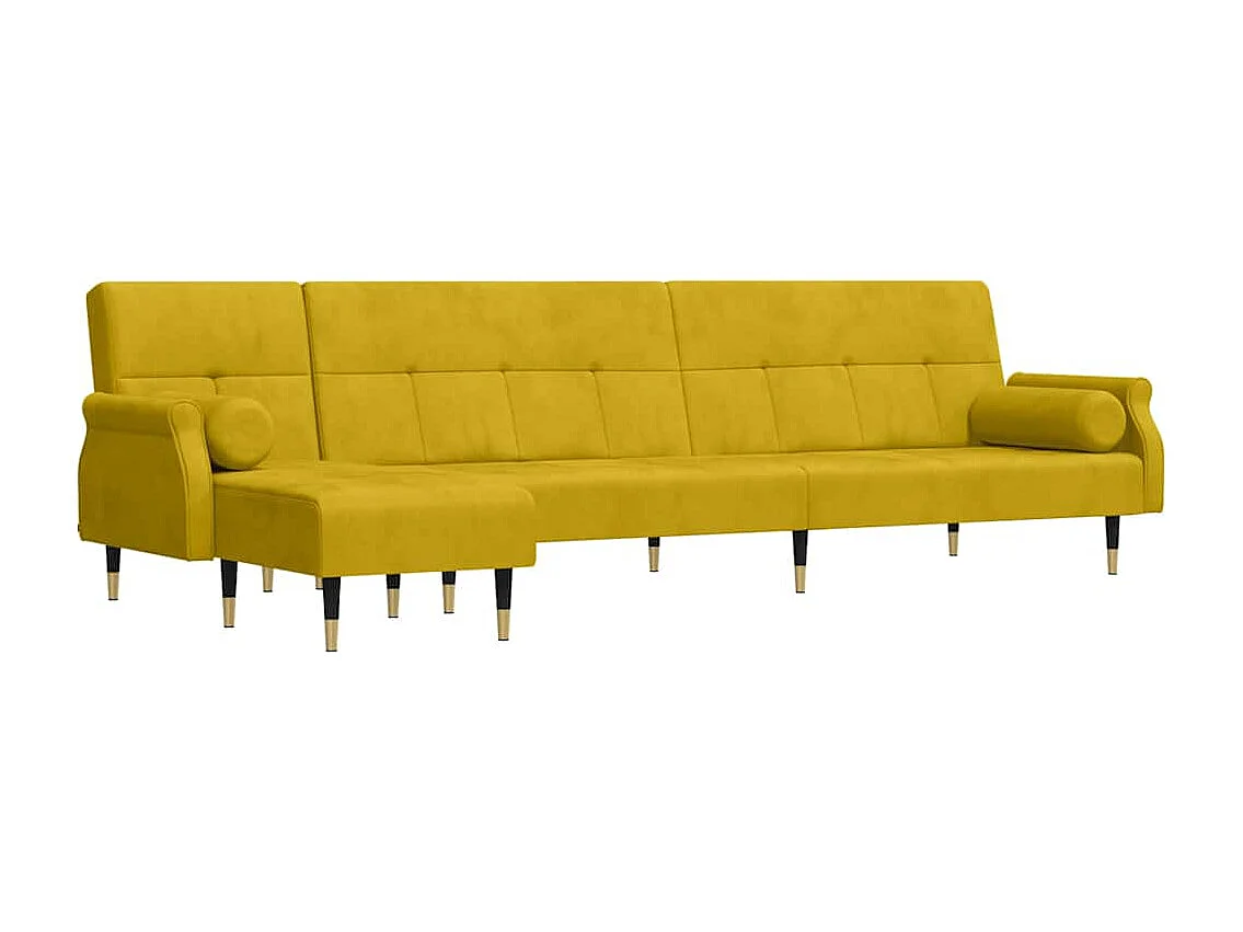 Sofá cama en forma de L terciopelo amarillo 271x140x70 cm