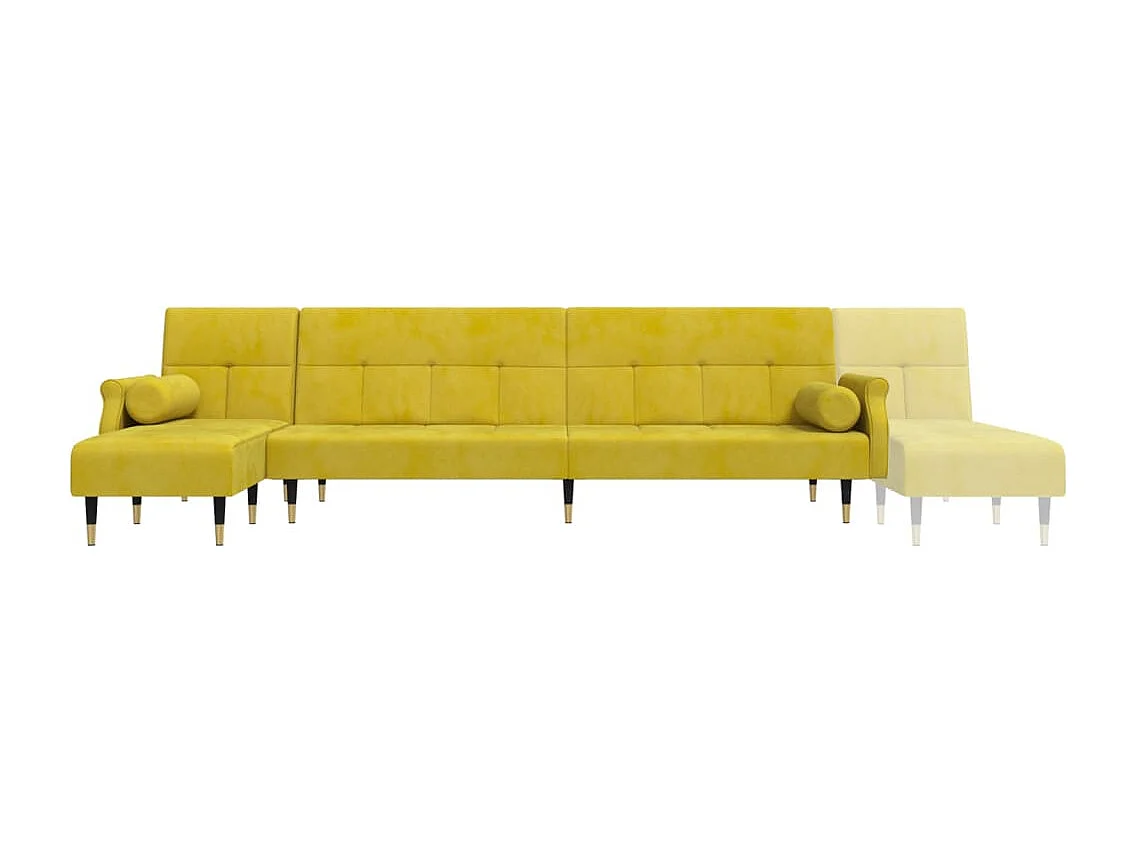 Sofá cama en forma de L terciopelo amarillo 271x140x70 cm