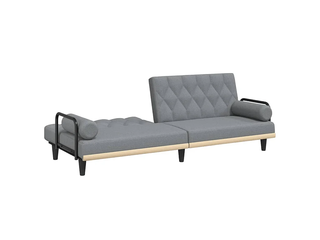 Canapé convertible clic-clac 2 places en tissu gris clair