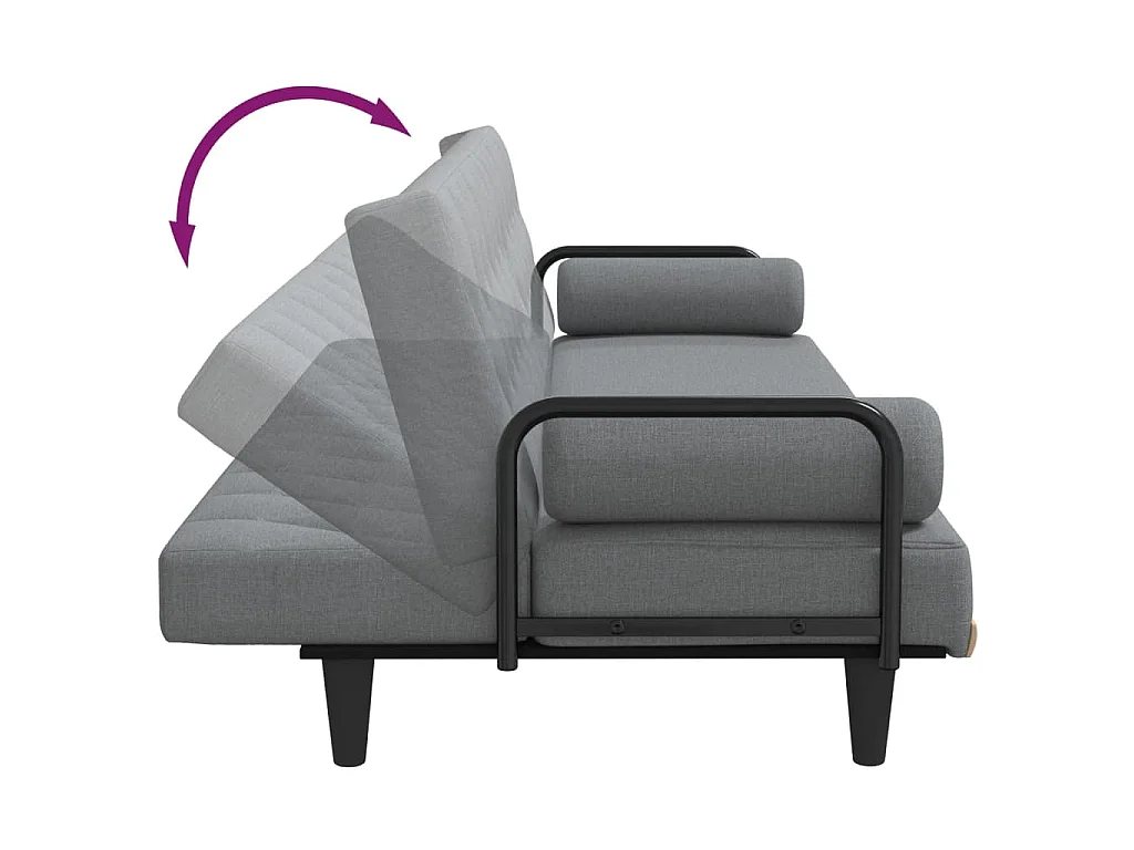 Canapé convertible clic-clac 2 places en tissu gris clair