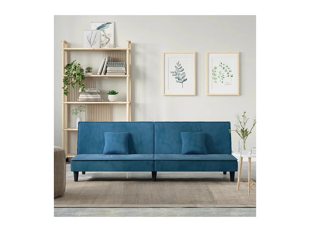 Slaapbank fluweel blauw