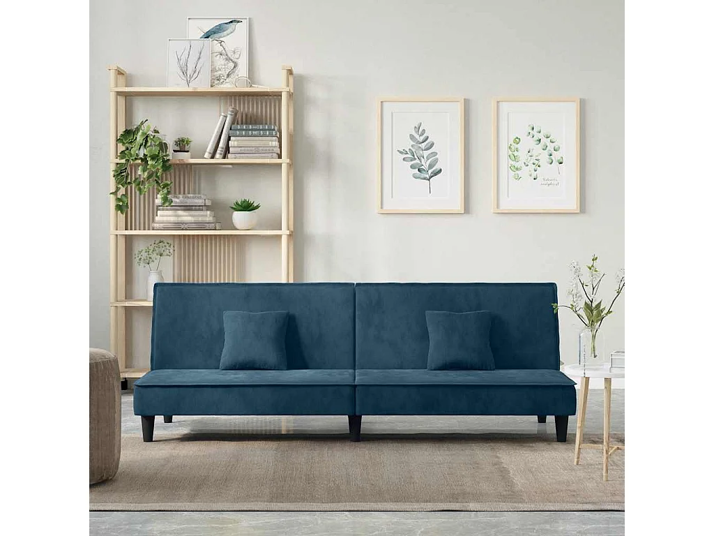 Canapé-lit bleu velours