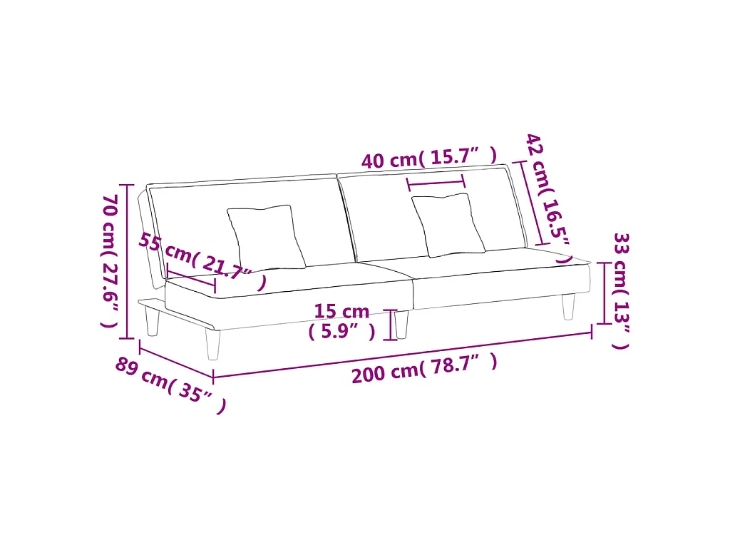 Canapé-lit bleu velours