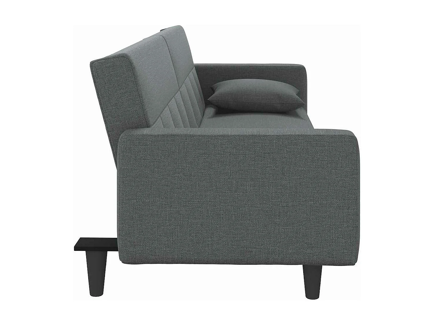 Sofá-cama com almofadões tecido cinzento-escuro