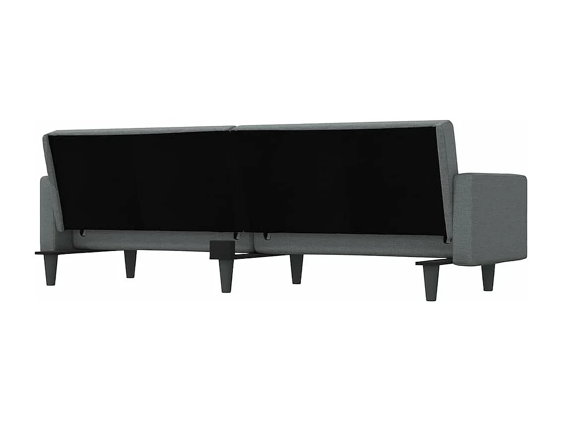 Sofá-cama com almofadões tecido cinzento-escuro