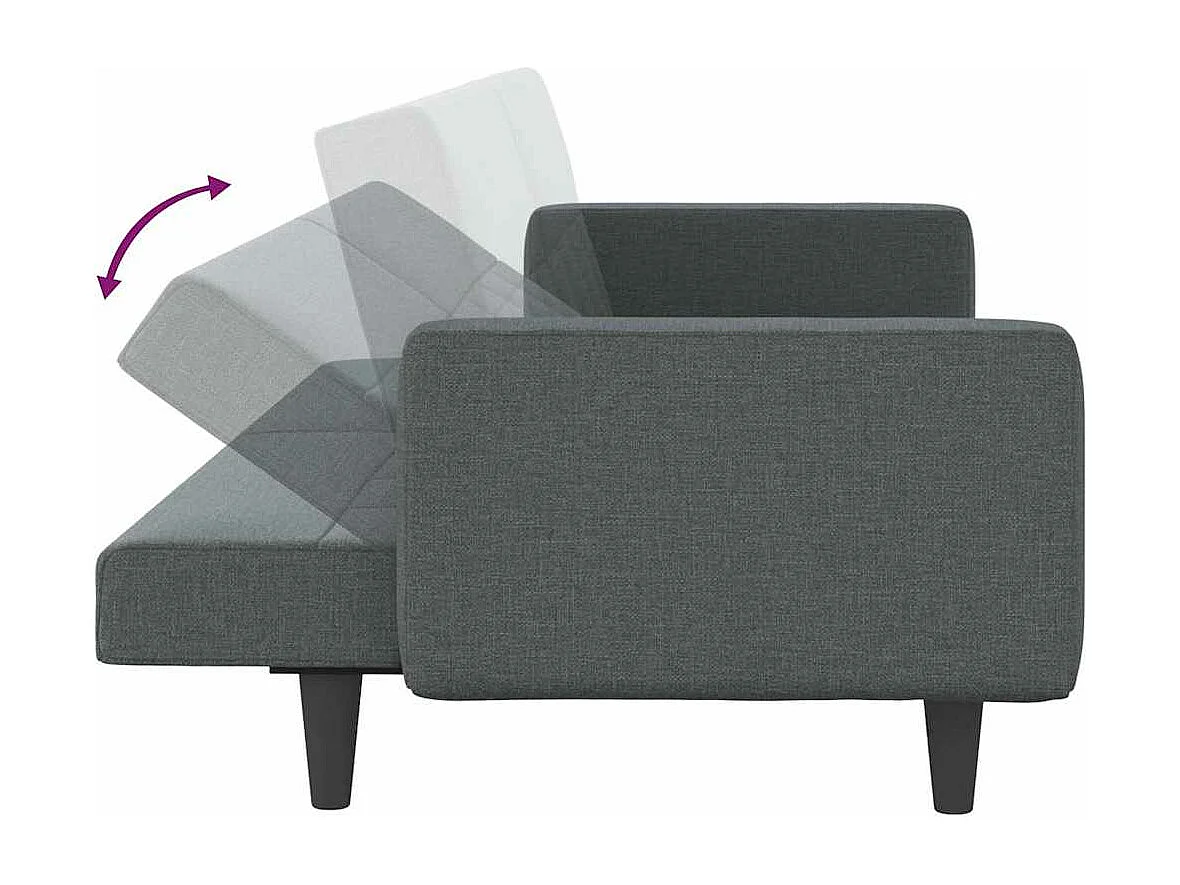 Sofá-cama com almofadões tecido cinzento-escuro