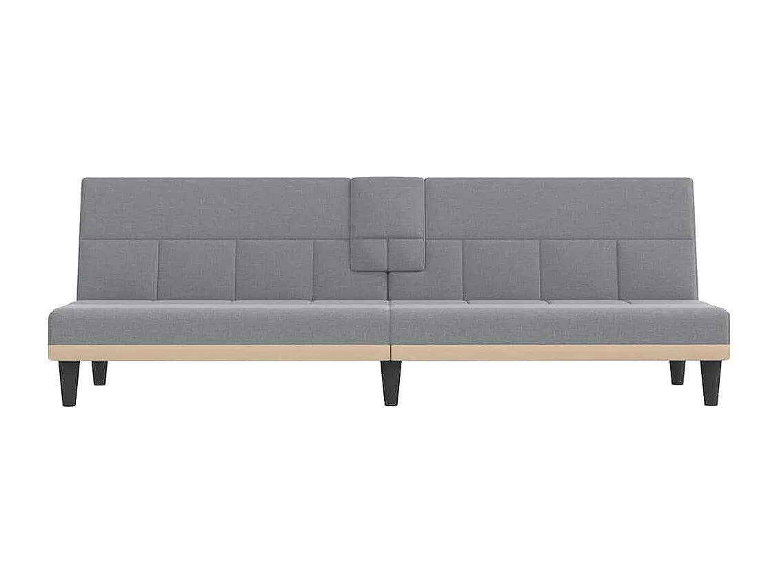 Canapé-lit avec porte-gobelets gris clair tissu