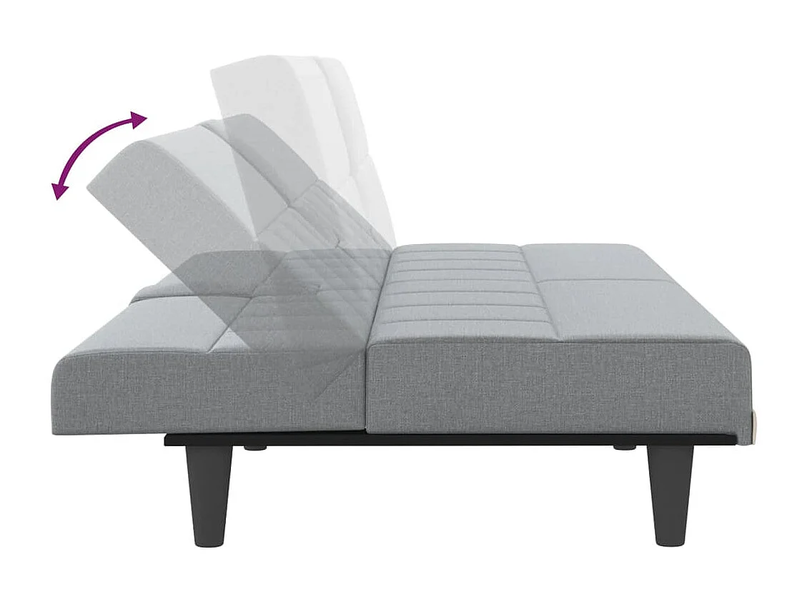 Schlafsofa mit Getränkehaltern Hellgrau Stoff