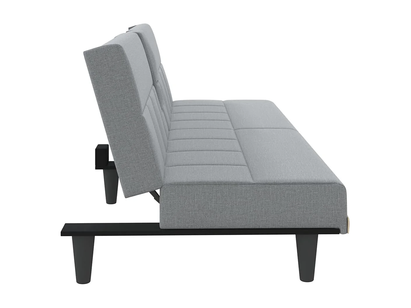 Canapé-lit avec porte-gobelets gris clair tissu