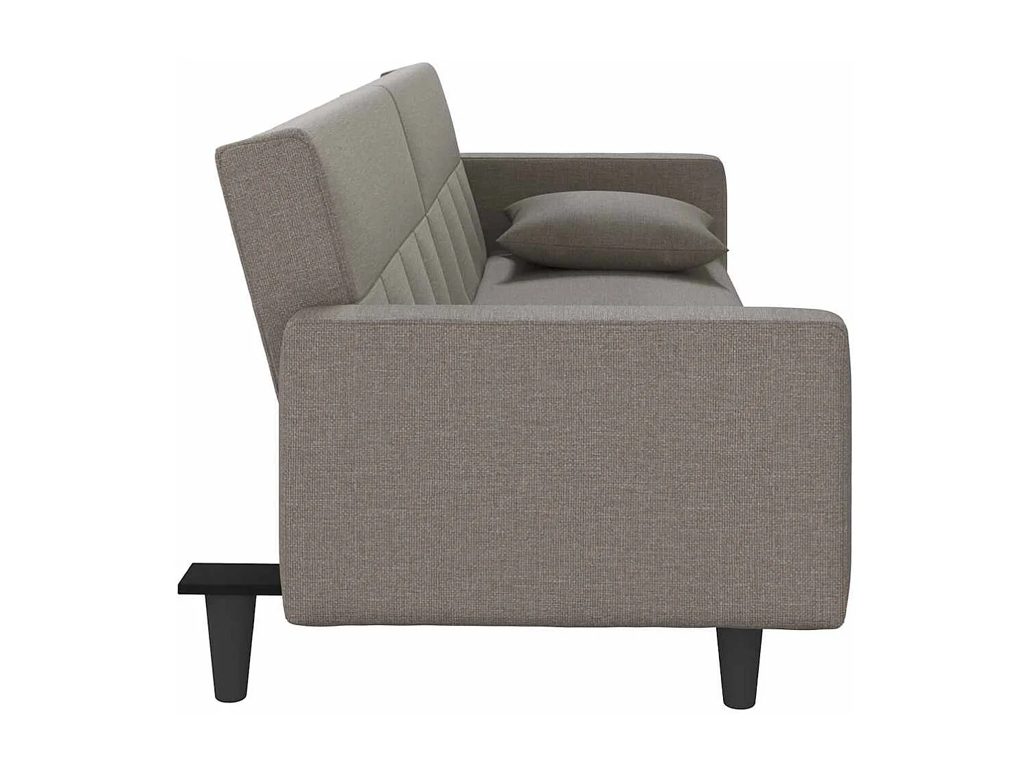 Sofá-cama com almofadões tecido cinzento-acastanhado