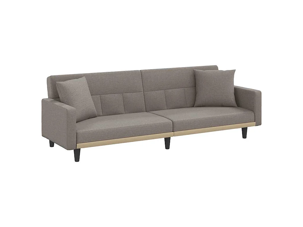 Canapé-lit avec coussins taupe tissu
